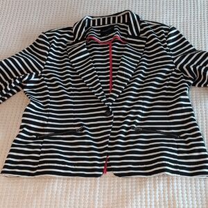 Christian Siriano Black and White Striped Blazer